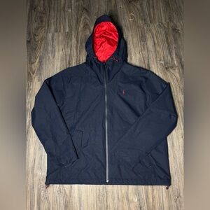 Polo Ralph Lauren Hooded Jacket Navy Red Lined Windbreaker Size XXL NWT